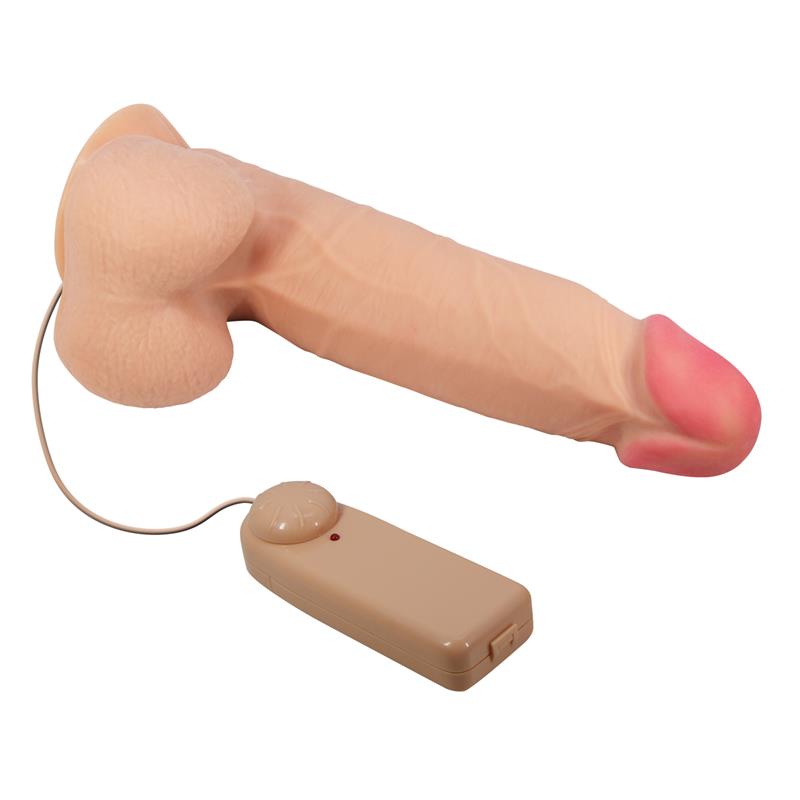 Vibruojantis dildo su siurbtuku ir laidiniu valdymu