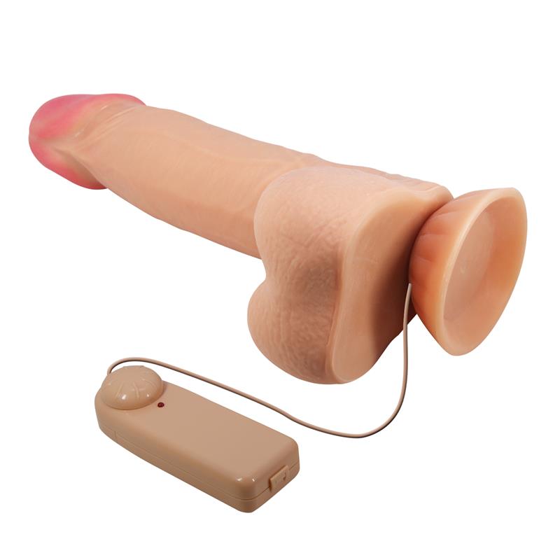 Vibruojantis dildo su siurbtuku ir laidiniu valdymu