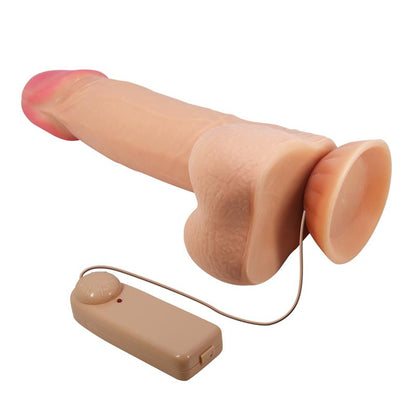 Vibruojantis dildo su siurbtuku ir laidiniu valdymu