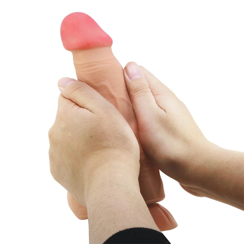 Vibruojantis dildo su siurbtuku ir laidiniu valdymu