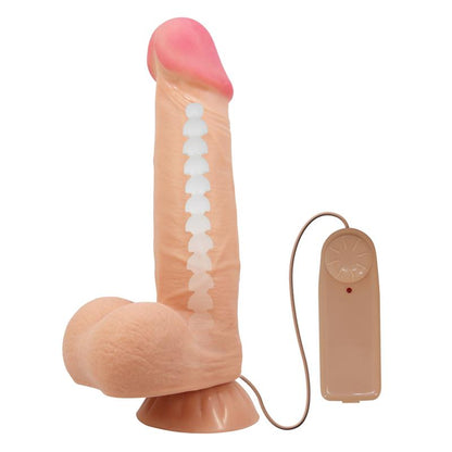Vibruojantis dildo su siurbtuku ir laidiniu valdymu