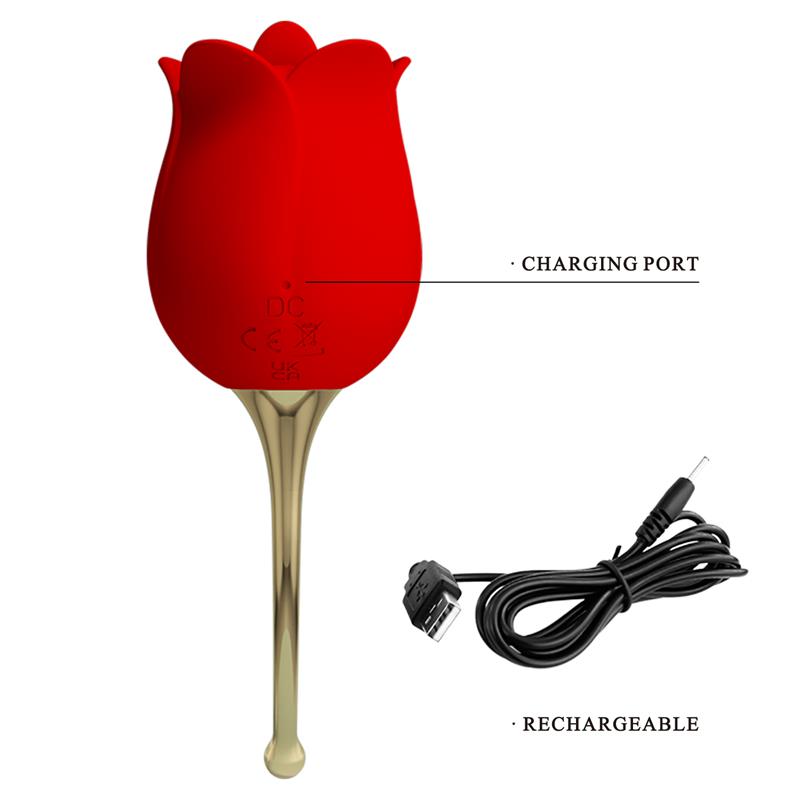 Rožės formos vibratorius su 12 vibracijos režimų