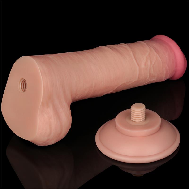 Realistinis dildo su dvisluoksne struktūra