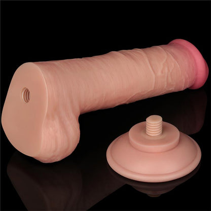 Realistinis dildo su dvisluoksne struktūra