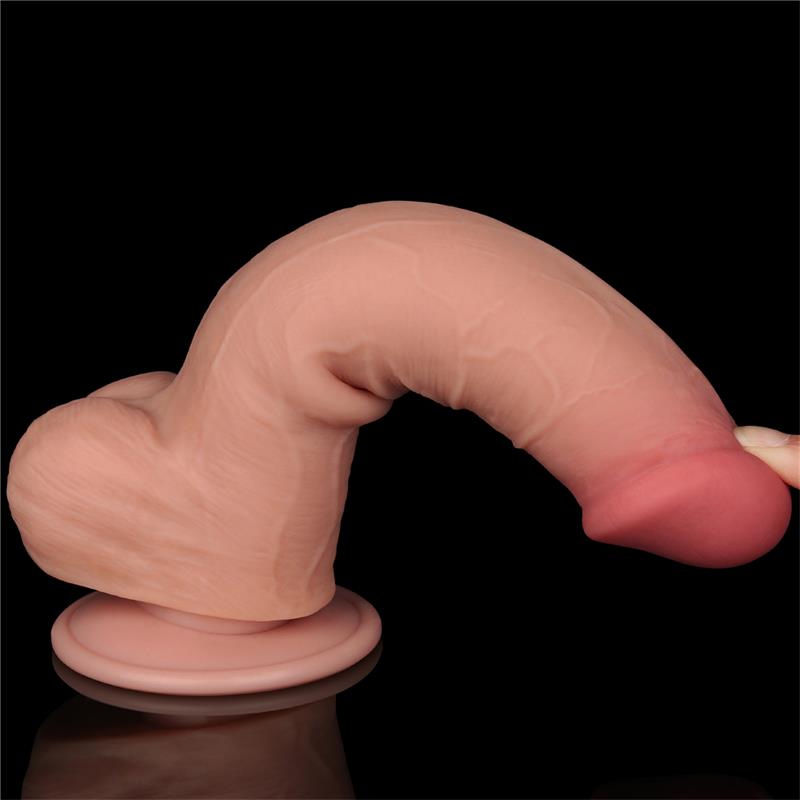 Realistinis dildo su dvisluoksne struktūra