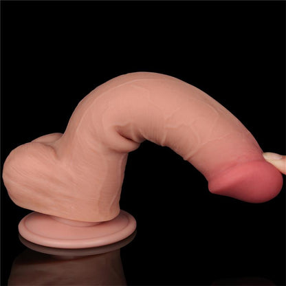 Realistinis dildo su dvisluoksne struktūra