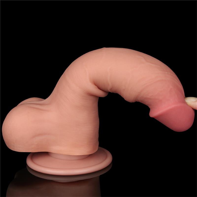 Dvigubo sluoksnio dildo su natūraliu pojūčiu