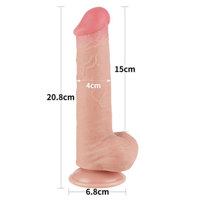 Realistinis dildo su dvisluoksne struktūra
