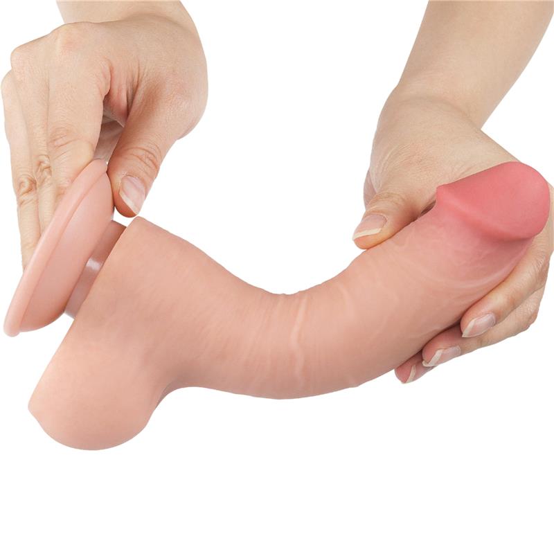 Dvigubo sluoksnio dildo su natūraliu pojūčiu