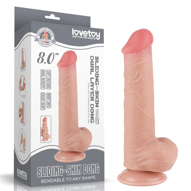 Realistinis dildo su dvisluoksne struktūra