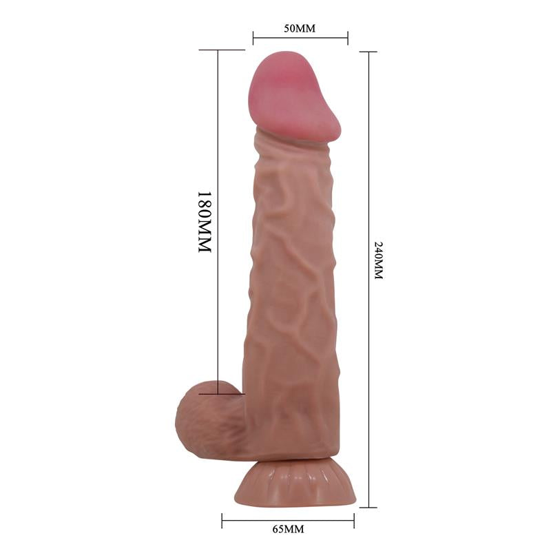 Tikroviškas dildo su siurbtuku ir ergonomiška forma