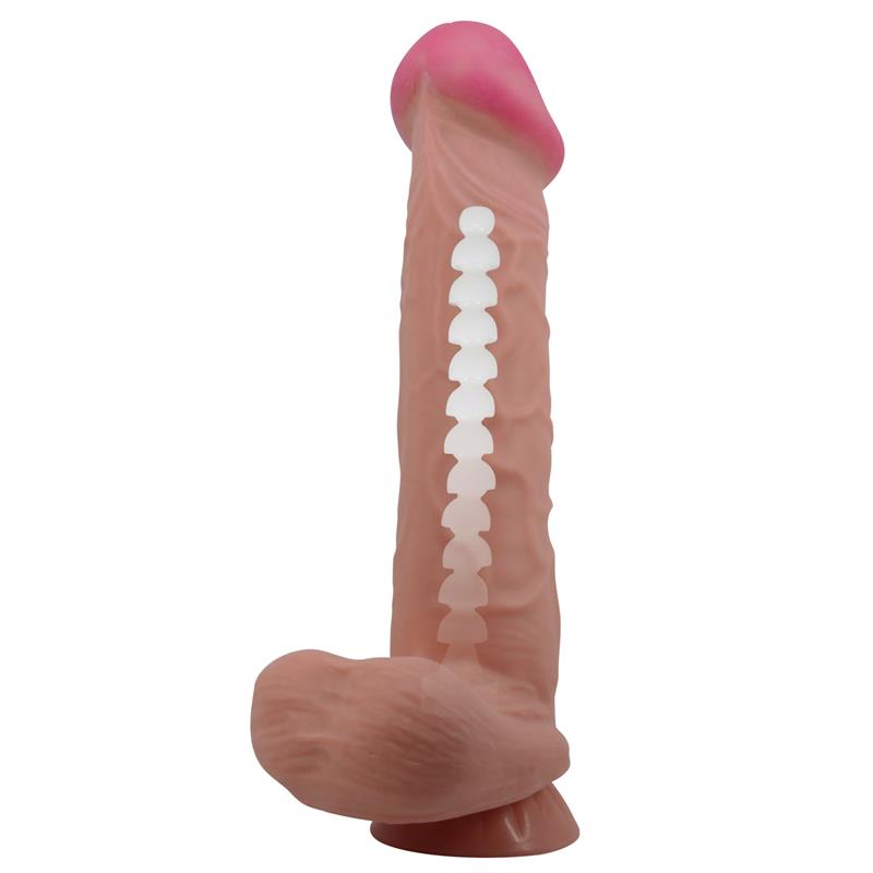 Tikroviškas dildo su siurbtuku ir slankia oda