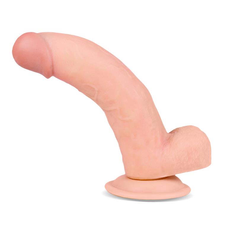 Tikroviškas dildo su siurbtuku ir reljefiniu vidumi