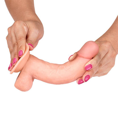 Tikroviškas dildo su siurbtuku ir reljefiniu vidumi