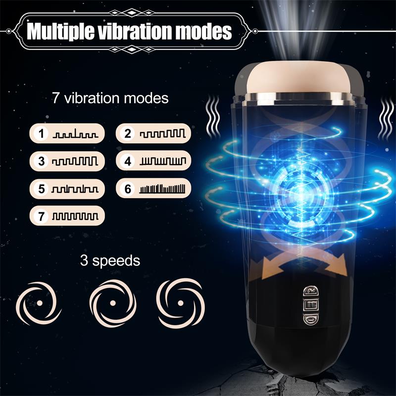 Masturbatorius su 7 vibracijomis ir 5 siurbimo lygiais