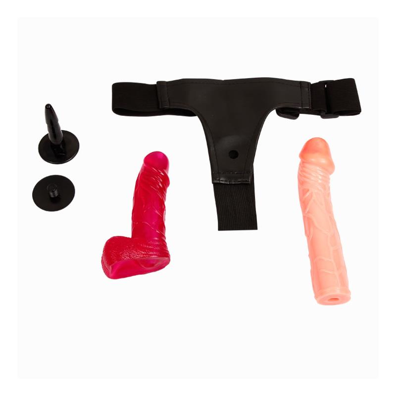 Strap-on rinkinys su dviem dildo variantais