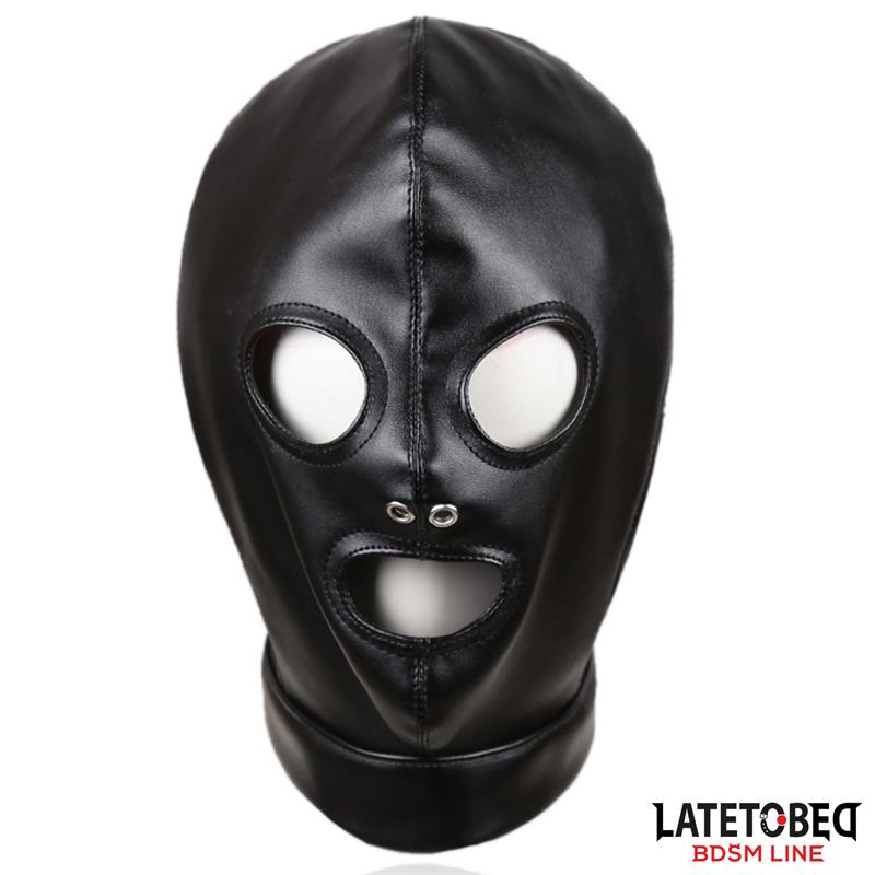 Reguliuojama BDSM kaukė su skylutėmis