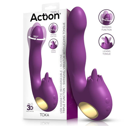 Trigubio variklio vibratorius su klitorio stimuliacija