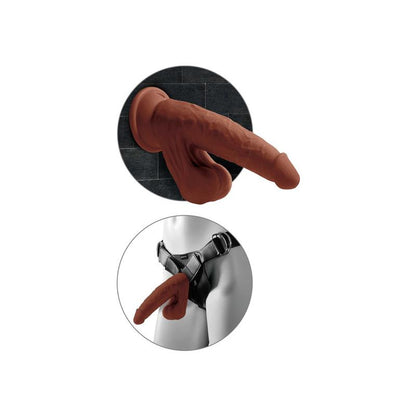 Trigubo tankio dildo su siurbtuku ir sėklidėmis