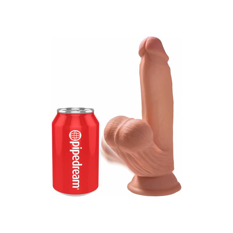 Trigubo tankio dildo su siurbtuku ir sėklidėmis