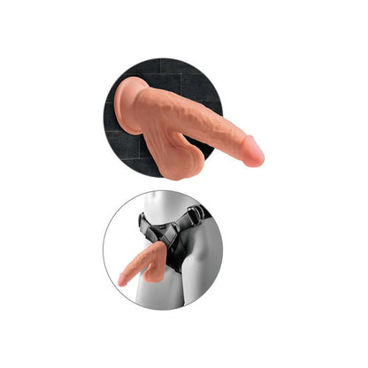Trigubo tankio dildo su siurbtuku ir sėklidėmis