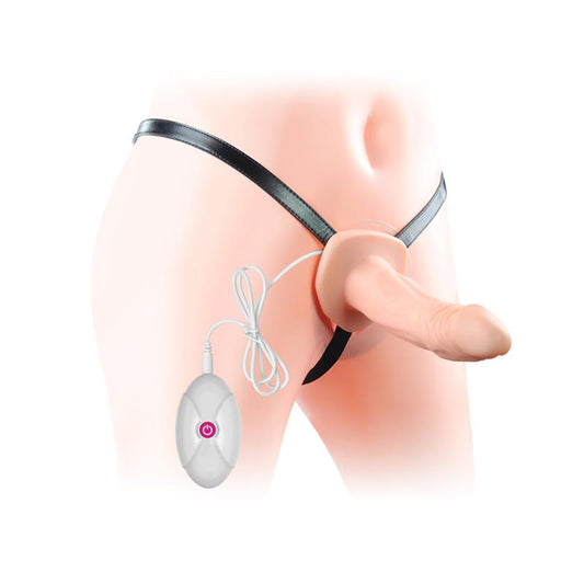Vibruojantis tuščiaviduris dildo diržas poroms