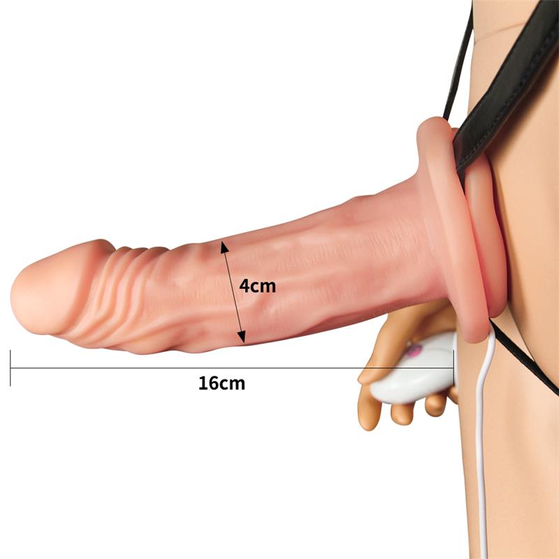 Vibruojantis tuščiaviduris dildo diržas poroms