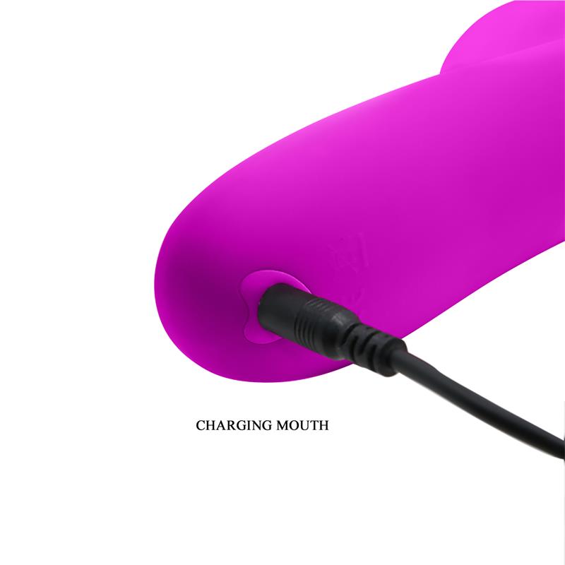 Triušio formos vibratorius su sukimosi funkcija