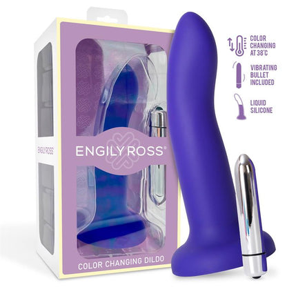 Spalvą keičiantis dildo su siurbtuku ir vibracija