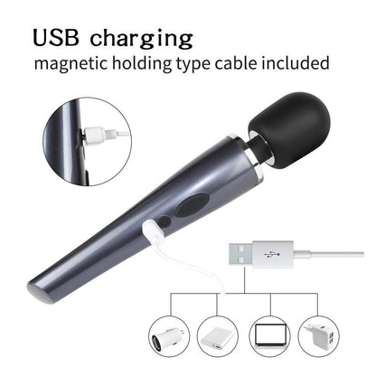 Wand Massager Relyme USB silikoninis juodas